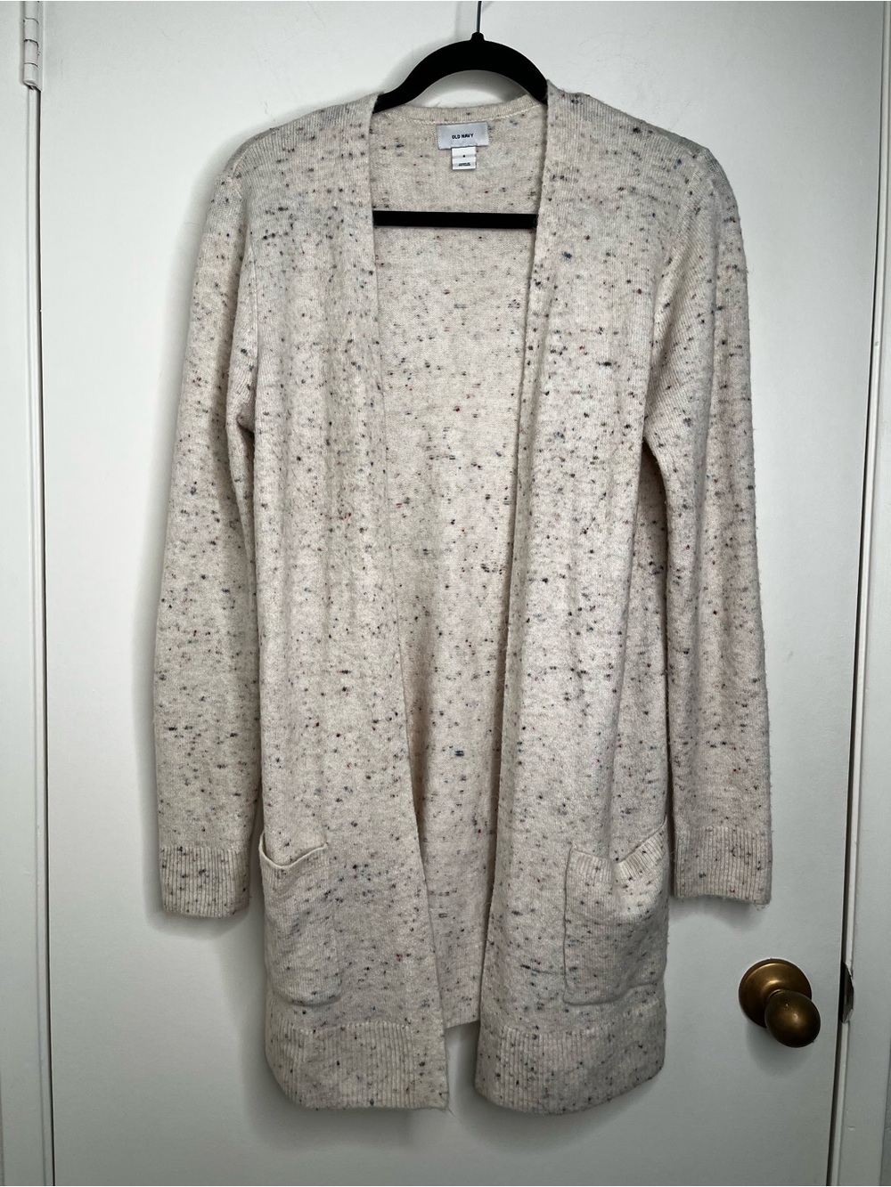 Old Navy Womens Cream Open Front Cardigan Sweater Multi Color Speckled Small